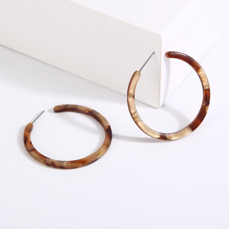 BaubleStar Tortoise Shell Resin Hoop Earrings Acrylic Round Circle Dangle Amber Ear Drops Fashion Jewelry for Women - Image 3